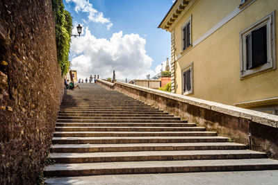 Low angle view of stairs by building