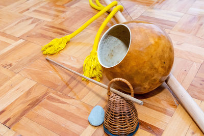 High angle view of bread on table