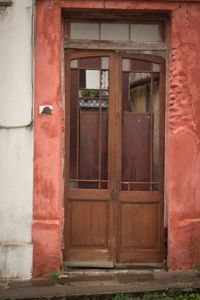 Closed door of old building