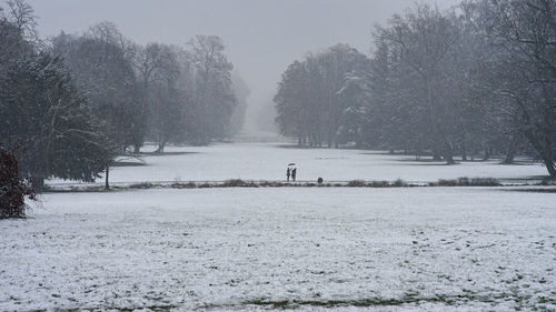 Scenic view of snow covered field