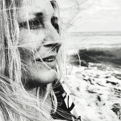 Close-up of mature woman at beach