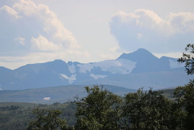 Scenic view of landscape and mountains against sky