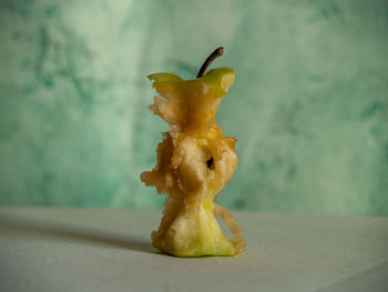 Close-up of lemon slice on table