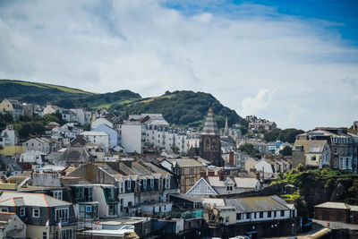 High angle view of townscape against sky