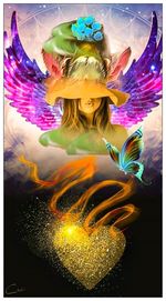 Digital composite image of woman with multi colored water