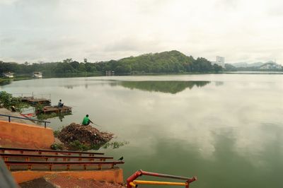 Scenic view of lake against sky