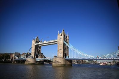 View of bridge over river against blue sky