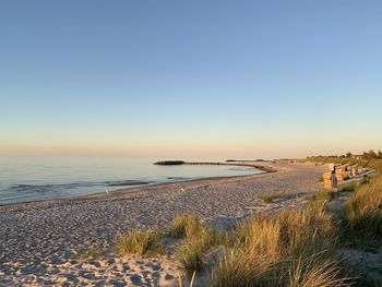 Scenic view of sea against clear sky