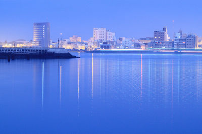 View of river with cityscape in background