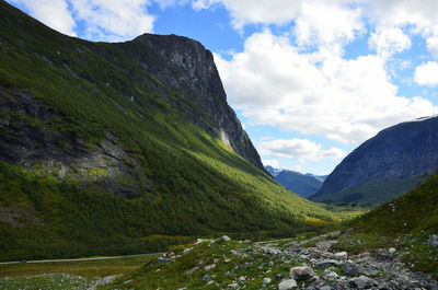 Scenic view of mountains against sky