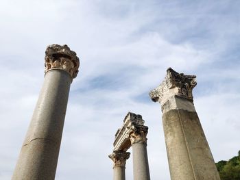 Low angle view of bell tower against sky