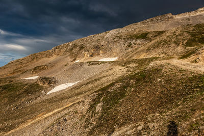 Scenic view of road by mountains against sky