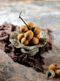 High angle view of fruits on table