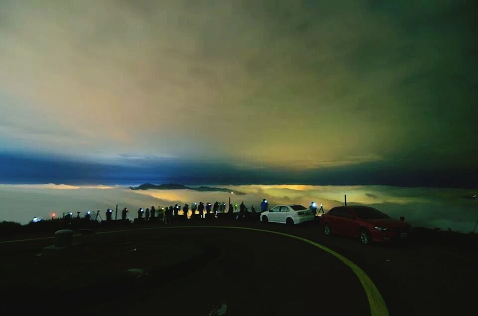 transportation, sky, car, land vehicle, cloud - sky, mode of transport, road, cloudy, silhouette, street, dusk, weather, overcast, sunset, cloud, nature, outdoors, storm cloud, scenics, dramatic sky