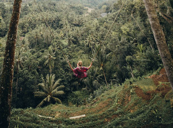 Man walking in forest