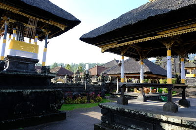 View of temple against buildings