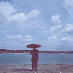 Reflection of people in water