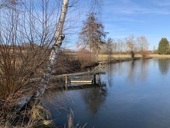 Scenic view of lake against sky