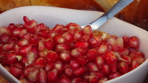 Close-up of chopped fruits in bowl