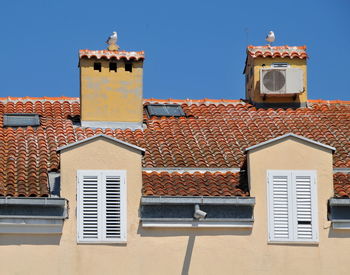 Low angle view of building against clear sky