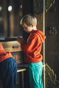 Boy looking at camera
