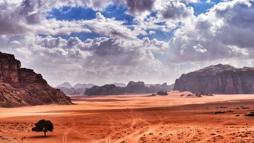 Scenic view of desert against sky