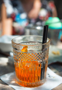 Close-up of drink in glass on table