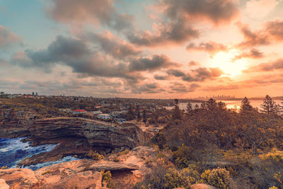 Scenic view of landscape against sky during sunset