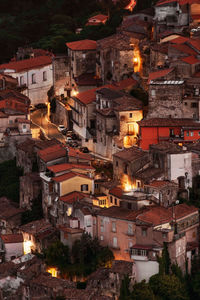 High angle view of buildings in city