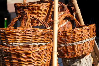 Close-up of wicker basket