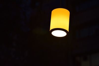 Close-up of illuminated lights at night