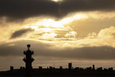 Silhouette buildings against sky during sunset