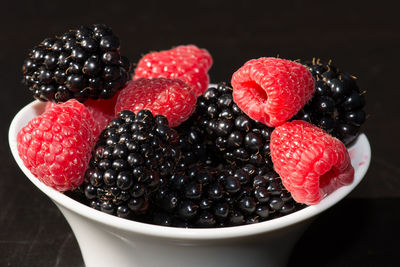 Close-up of strawberries in bowl