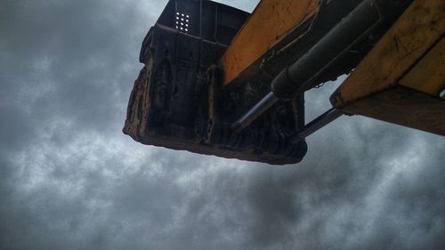 Low angle view of snow against sky