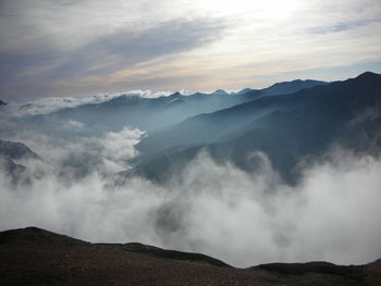 Scenic view of mountains against sky