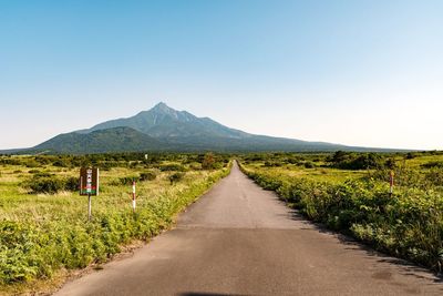 Road amidst landscape against clear sky