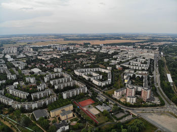 High angle view of townscape against sky