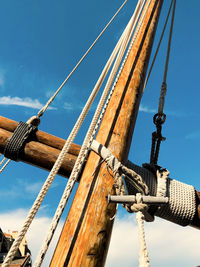 Low angle view of sailboat against sky