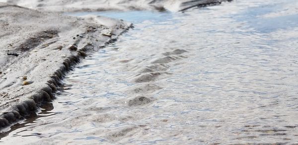 Close-up of water on beach