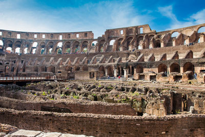 View of the interior of the roman colosseum showing the arena and the hypogeum