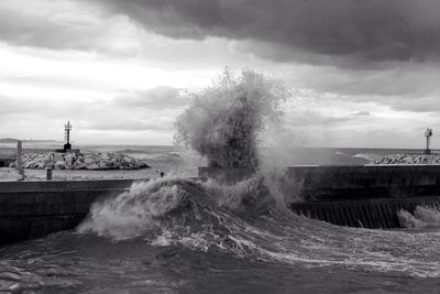 Scenic view of sea against cloudy sky