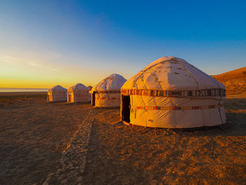 Sunset at yurt camp around aral sea, uzbekistan