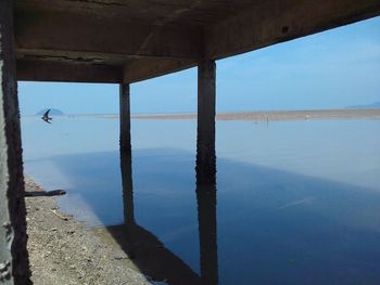 Scenic view of sea against blue sky