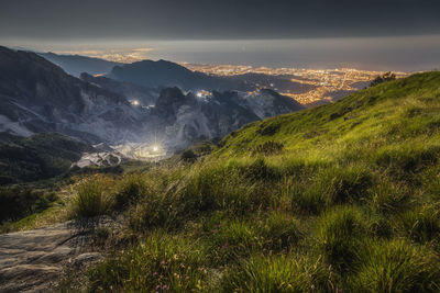 The carrara marble quarries seen from the meadows of campocecina, monte borla.