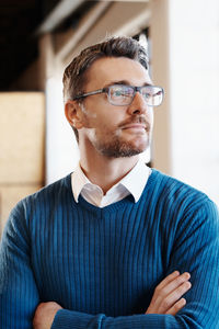 Portrait of young man with eyeglasses