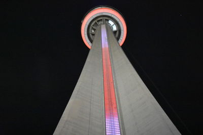 Low angle view of illuminated building against sky at night