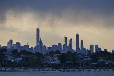 View of buildings against cloudy sky