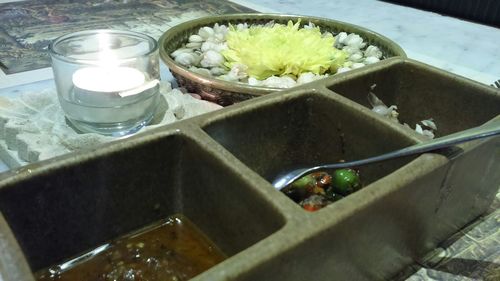 Close-up of food on table