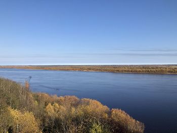Scenic view of sea against clear sky
