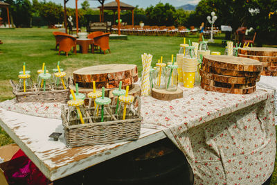 Chairs and tables at restaurant